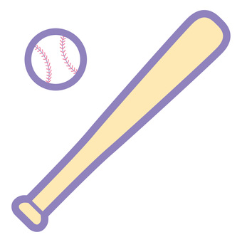 パステルカラーかわいいイラスト　野球 野球,バット,ボール,フラットデザイン風,ピクトグラム風,ベクター,アウトライン,カラー,デフォルメ,パスのイラスト素材