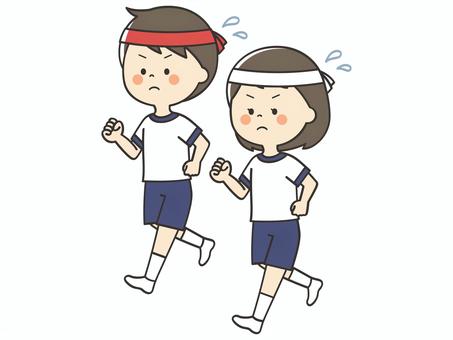 リレーで走る体操服のこどもたち 走る,運動,リレー,運動会,子供,こども,女の子,男の子,男女,競争のイラスト素材