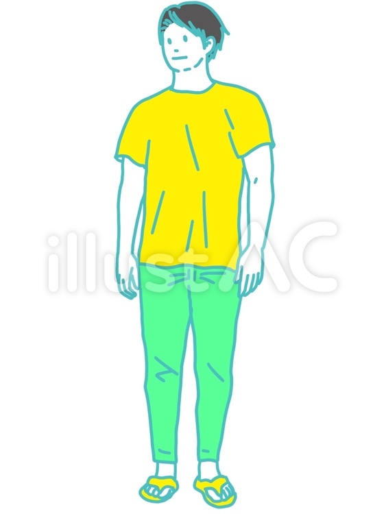 男性　立位　全身 笑顔,人物,白背景のイラスト素材