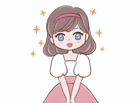 清純なヒロイン ヒロイン,純情,純粋,清純,無垢,かわいい,乙女,少女,カチューシャ,ぶりっ子のイラスト素材