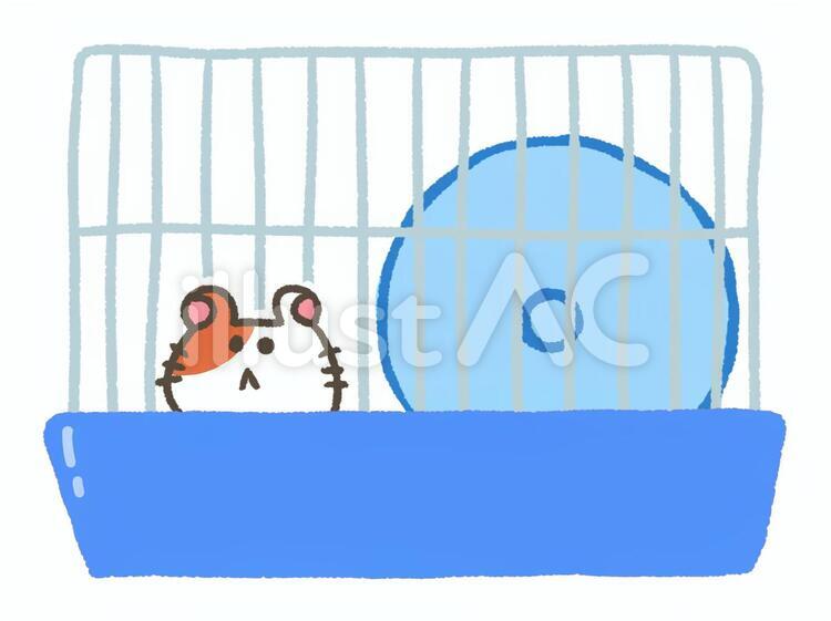 かわいいハムスターケージ、水色２ ハムスター,ケージ,かわいいのイラスト素材