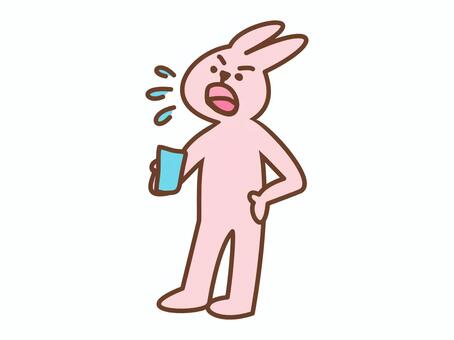 うがいするウサギ うがい,習慣,感染,予防,風邪,花粉症,治療,症状,内科,薬のイラスト素材
