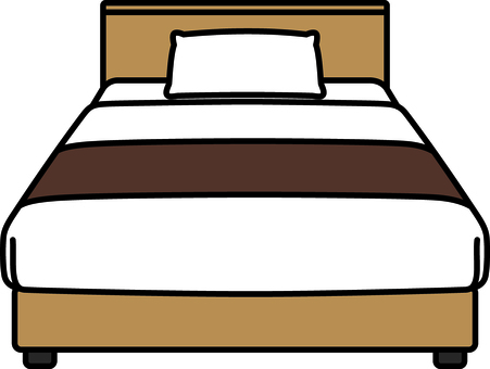 茶色のシングルベッドです。 ベッド,シンプル,ベッドスロー,シングルベッド,神具,インテリア,ベッドルーム,枕,マットレス,ベッドカバーのイラスト素材
