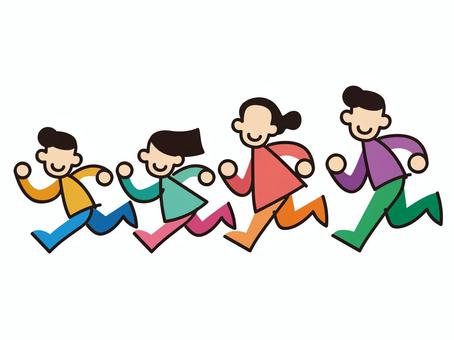goto-a ジョギング,ランニング,家族,子供,大人,カラフルのイラスト素材