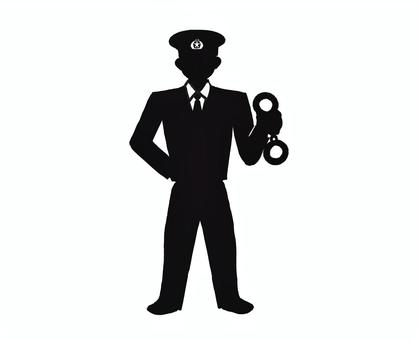 手錠を持つ警察官(シルエット) 警察官,シルエット,男性,警察,手錠,モノクロ,防犯のイラスト素材