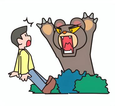 熊に注意 熊に注意 熊,注意,驚く,草むら,屋外のイラスト素材