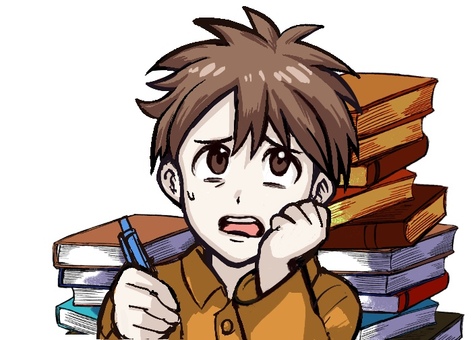 勉強で苦戦してる男の子 男の子,勉強,スランプ,苦戦,わからない,問題,宿題,難しいのイラスト素材