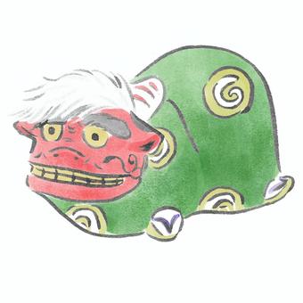 獅子のイラスト 獅子,獅子舞,日本,伝統,置物,筆,筆ペン,新年,正月,縁起物のイラスト素材