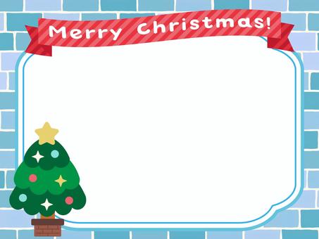クリスマスフレーム/レンガとツリー2 シンプル,ベクター,ツリー,クリスマス,背景,見出し,フレーム,飾り枠,飾り,装飾のイラスト素材