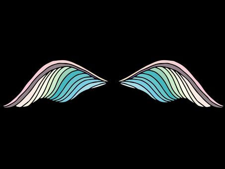 虹色翼黒 翼,羽根,フレーム,枠,羽,虹色,レインボー,グラデーション,背景,柄のイラスト素材