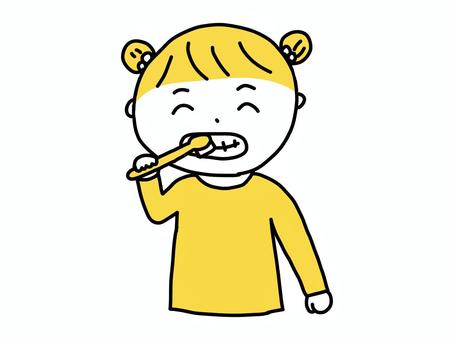 歯磨きする女の子 歯磨き,歯ブラシ,歯,ゴシゴシ,女の子,女子,キッズ,子供,人物,幼児のイラスト素材