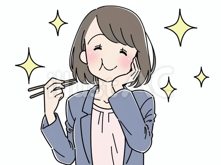 美味しいものを食べる人　箸 女性,食事,箸のイラスト素材