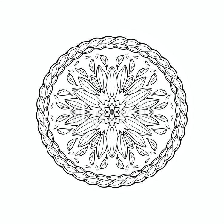 春の小川のマンダラの塗り絵 デザイン,塗り絵,白黒のイラスト素材