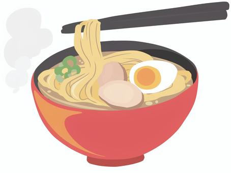 ラーメン 主線なし ラーメン,チャーシュー,たまご,ねぎ,麺,どんぶり,食べ物,湯気,箸,主線なしのイラスト素材