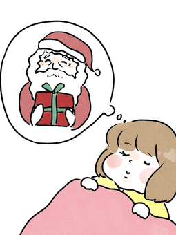 クリスマスの夢 クリスマス,サンタクロース,夢,女の子,睡眠のイラスト素材