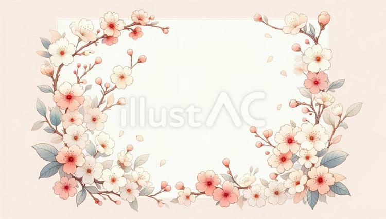 優しい桜のフレーム素材 フレーム,背景,綺麗のイラスト素材
