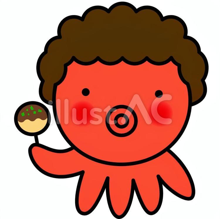タコとタコ焼（おかん） タコ,タコ焼,おかんのイラスト素材