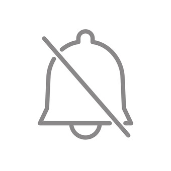 通知マーク（オフ・枠・グレー） 通知,アイコン,通知マーク,ベル,通知オフ,お知らせ,グレー,シンプル,線画,枠のイラスト素材