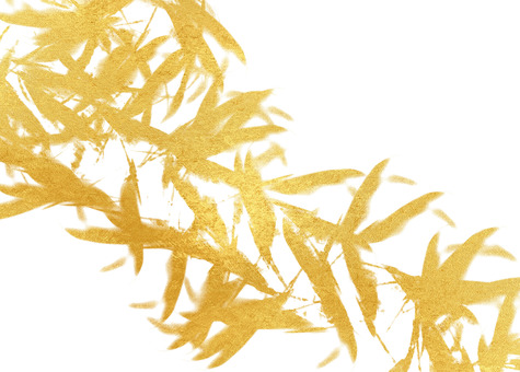 金色の葉のシルエット 背景,葉,和風,和紙,白色,金色,金箔,笹の葉,竹,シルエットのイラスト素材