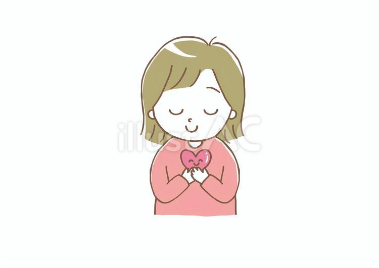 女性イラスト　やさしい気持ちの心 気持ち,優しさ,女性のイラスト素材