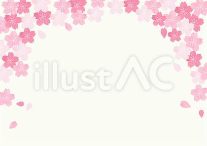 桜の花が美しい春の桜フレーム背景8黄色