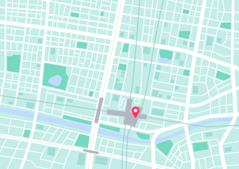 おしゃれなグリーンのダミー地図 おしゃれなグリーンのダミー地図 地図,マップ,都市,街並み,道路,鉄道,河川,案内図,位置情報,背景のイラスト素材