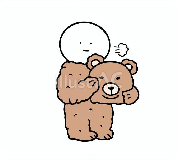 動物の着ぐるみを脱いで一息する棒人間 くま,着ぐるみ,ひと息のイラスト素材