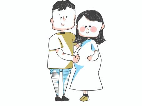 妊娠中の夫婦 妊娠中,妊婦,夫婦,妻,夫,マタニティ,両親,妊活のイラスト素材