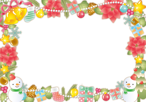 クリスマス飾り雪だるまの無地フレーム クリスマス,雪だるま,冬,雪,キラキラ,かわいい,フレーム,背景,カード,オーナメントのイラスト素材