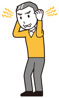 ニット中年男性(黄)-181-全身  ニット中年男性(黄)-181-全身 怒る,おじさん,男性,中年,お父さん,パパ,シニア,ミドルエイジ,人物,かわいいのイラスト素材