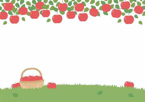 収穫したりんごとりんごの木の背景 りんご,秋,背景,秋の味覚,食べ物,果物,リンゴ,フルーツ,果実,林檎のイラスト素材