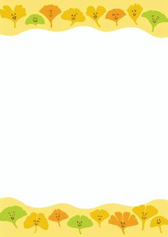 イチョウ_フレーム背景02（黄色_縦）