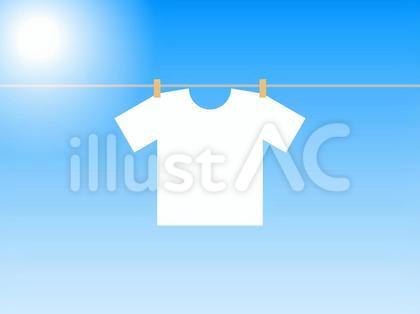 晴れの日に干されたTシャツ・洗濯物