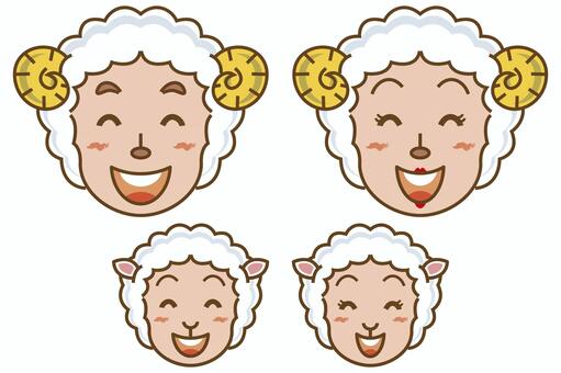 ひつじの親子 未年,ひつじ,ヒツジ,未,羊,親子,家族,年賀状,2027年,令和9年のイラスト素材