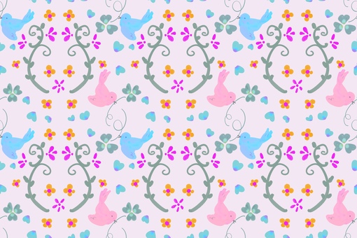 春のカラフルバード柄 春,かわいい,小鳥,背景,カラフル,パステル,ナチュラル,ガーリー,ピンク,ブルーのイラスト素材