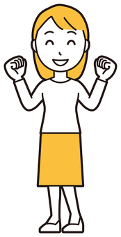  ロングヘア女性(黄)-235-全身