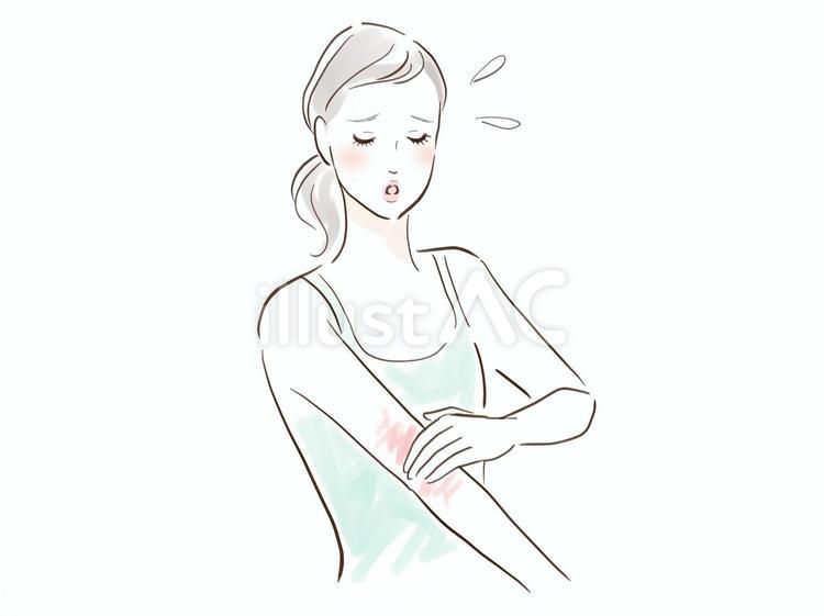 腕の皮膚が赤くなって困る女性 美容,人物,肌のイラスト素材