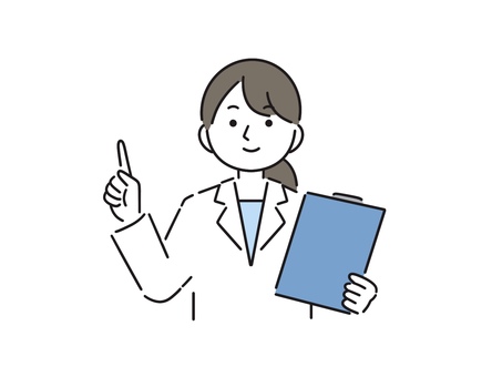 解説する白衣の女性 説明,案内,管理栄養士,白衣,医者,看護師,医療従事者,福祉,行政,職員のイラスト素材
