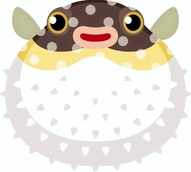 腹を膨らませたフグのキャラクター ふぐ,高級,魚,食材,膨れる,河豚,生き物,トラフグ,毒,大阪のイラスト素材