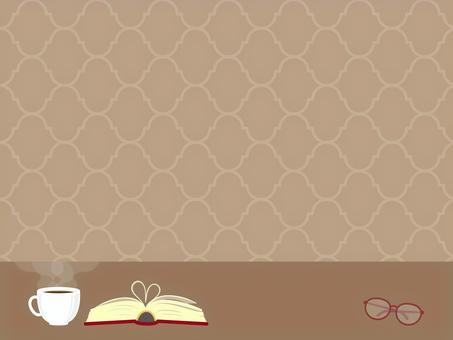 Glasses, books and coffee _ Background Moroccan pattern, ben, hintergrund, rahmen, JPG, PNG and AI