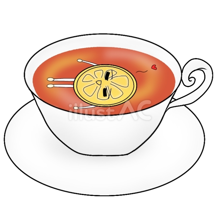 紅茶とレモンさん レモンティー,紅茶,カフェのイラスト素材