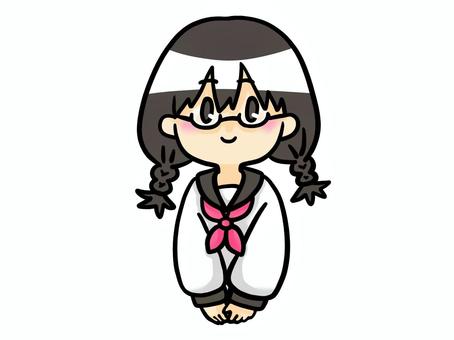 三つ編みセーラー服の女の子 三つ編みセーラー服の女の子 セーラー服,三つ編み,学生,学徒,女の子,少女,生徒,十代,若者,中学生のイラスト素材