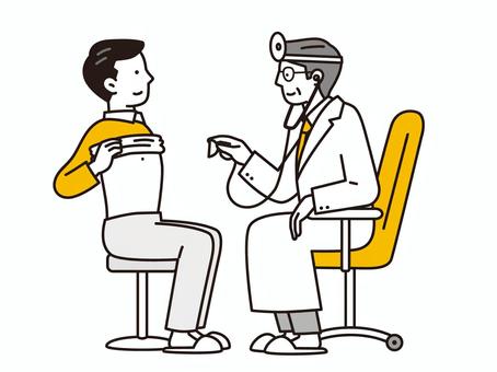 聴診器で男性を診察する医者 聴診器,医者,診察,医師,男性,心音,風邪,聴診,健康診断,胸のイラスト素材