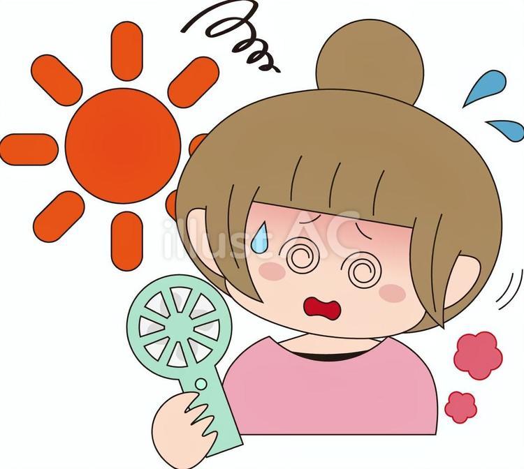 熱中症　ハンディファン　女性 熱中症,ハンディファン,扇風機のイラスト素材