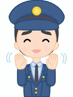 Illustration, a policeman, denial, rejection, 