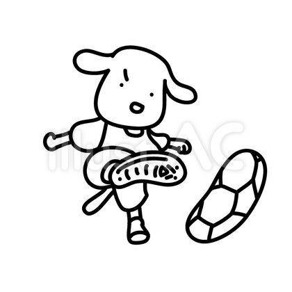 サッカーをするわんこ