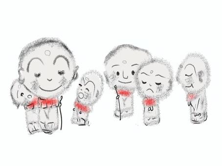 地蔵いろいろ 地蔵いろいろ 六地蔵,かわいい,仏様,感謝,石仏,和風,和柄,日本的,日本風,日本のイラスト素材