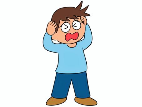 頭をかかえる少年のイラスト 少年,子供,ポーズ,男の子,青,頭をかかえる,悩む,人物,ボーイ,仕草のイラスト素材