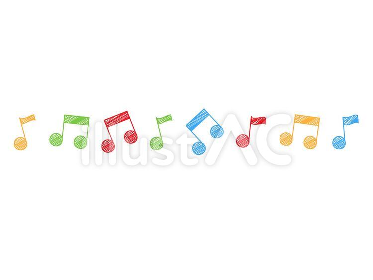 音符のシンプルでカラフルなラインイラストイラスト No 無料イラストなら イラストac