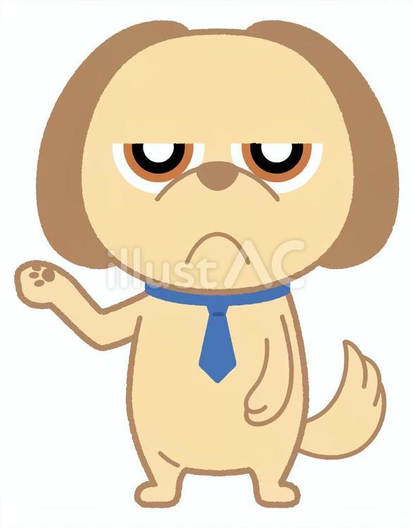 紹介する犬 犬,ネクタイ,じと目のイラスト素材
